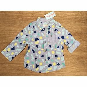 NWT Cat & Jack collared button down grey geometric long sleeve shirt 18 months